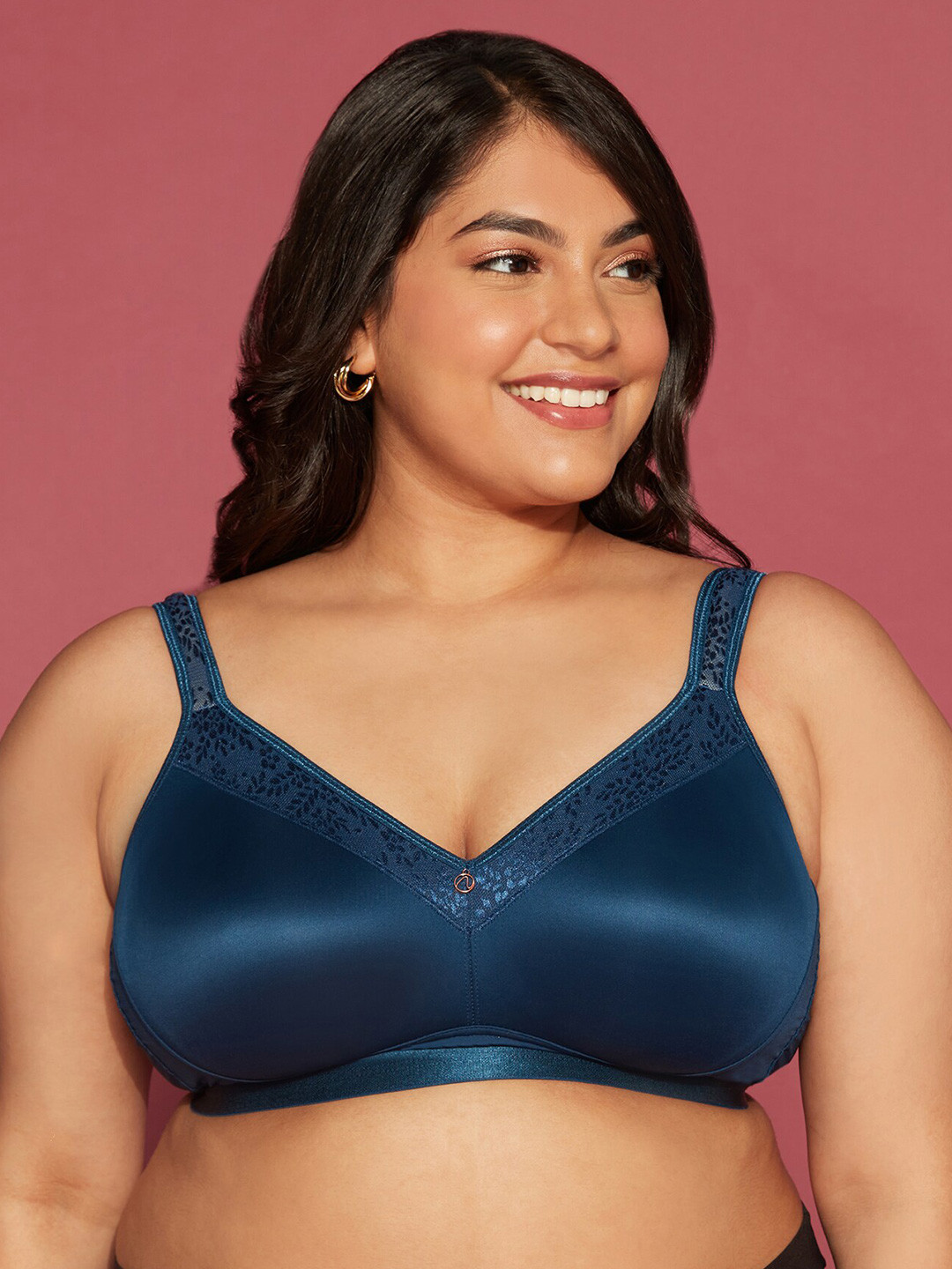 

Nykd Plus Size Full Coverage Super Support Underwired Minimizer Bra- All Day Comfort, Navy blue