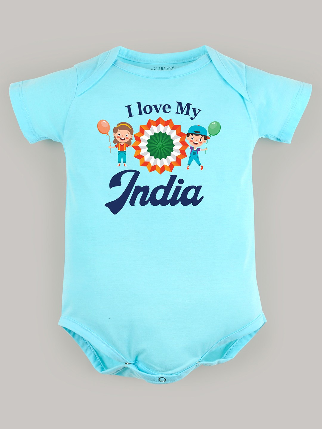 

FFLIRTYGO Infants Printed Pure Cotton Bodysuit, Turquoise blue