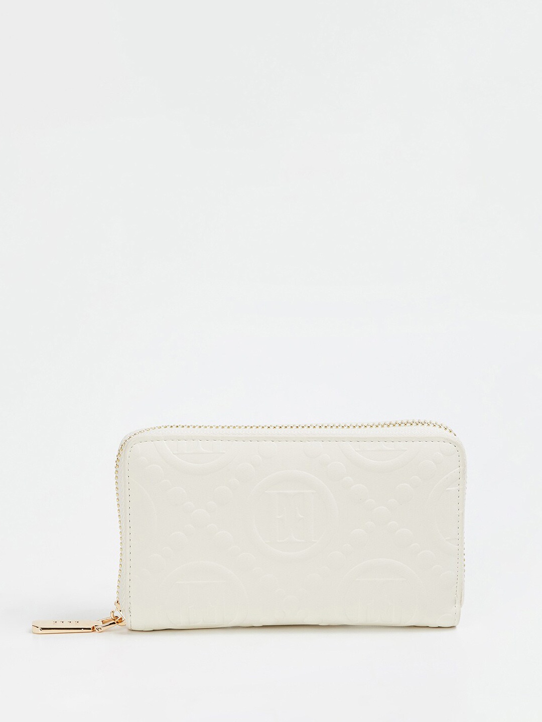

ELLE Zip Detail PU Zip Around Wallet, Off white