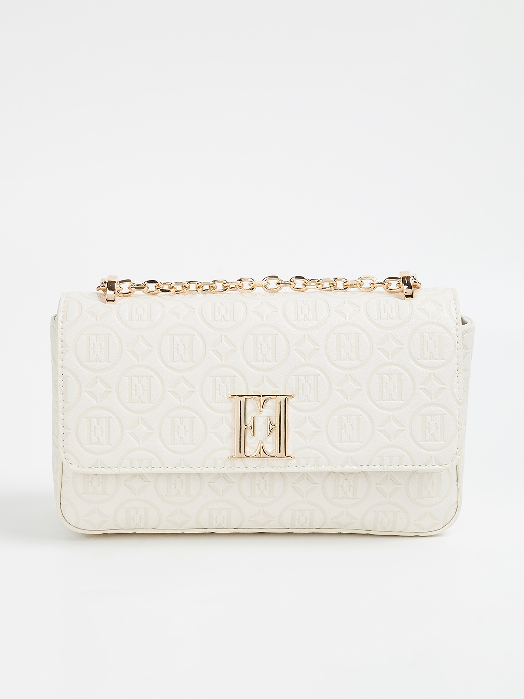 

ELLE Off Textured Structured Sling Bag, Off white