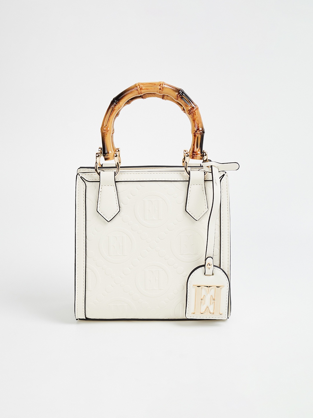 

ELLE Off Textured Structured Handheld Bag, Off white