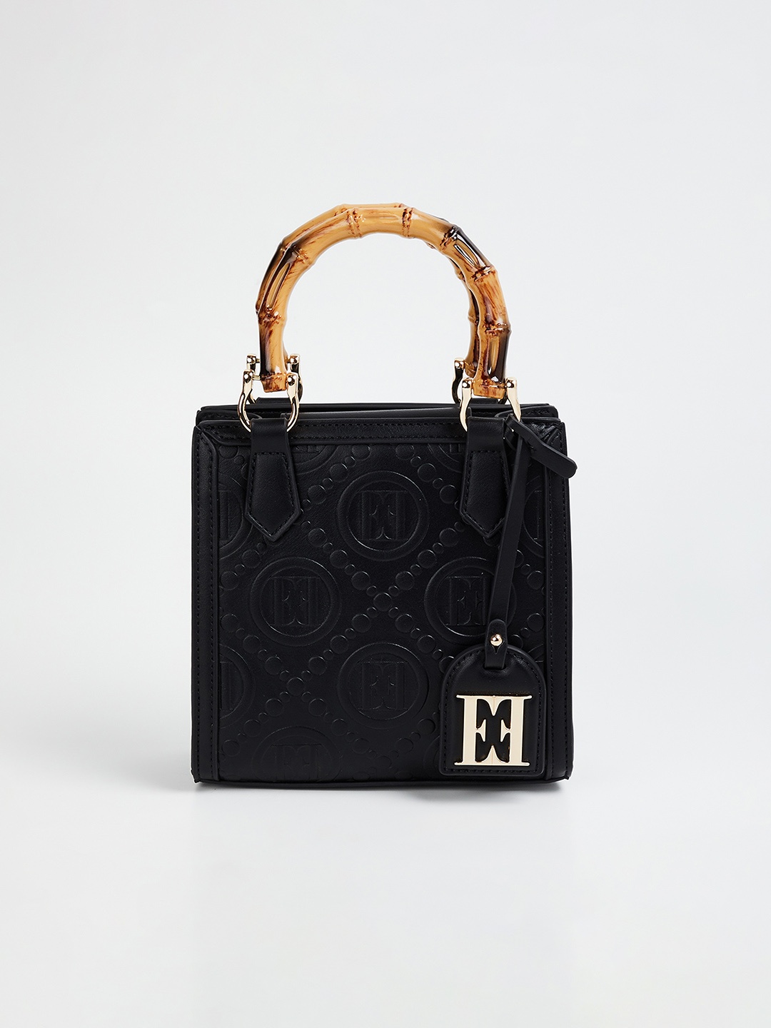 

ELLE Textured Structured Handheld Bag, Black