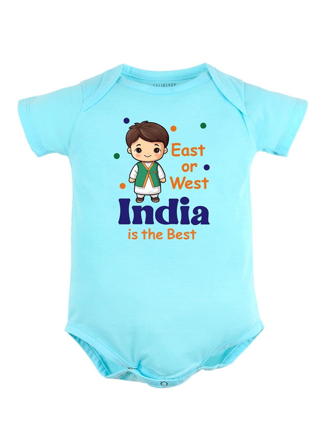 

FFLIRTYGO Infants Printed Pure Cotton Bodysuit, Turquoise blue