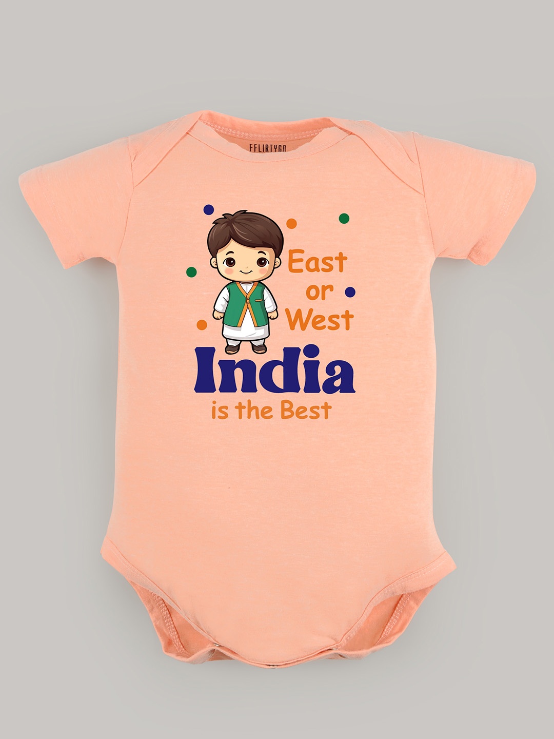 

FFLIRTYGO Infants Printed Pure Cotton Bodysuit, Peach