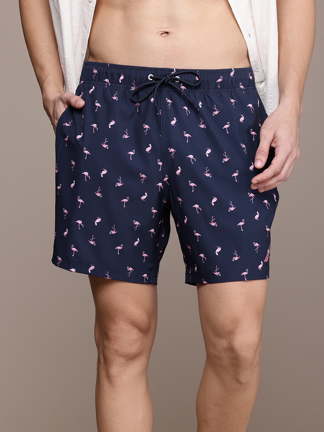 

Nautica Men Conversational Printed Swimming Shorts, Navy blue