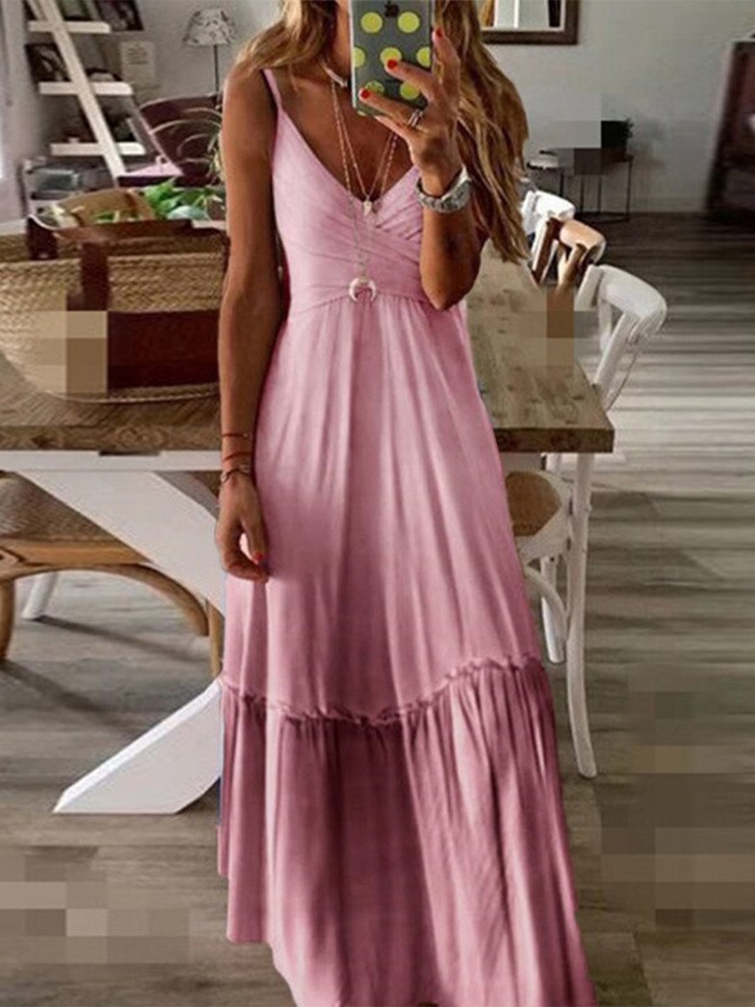 

StyleCast Pink Shoulder Straps Maxi Dress
