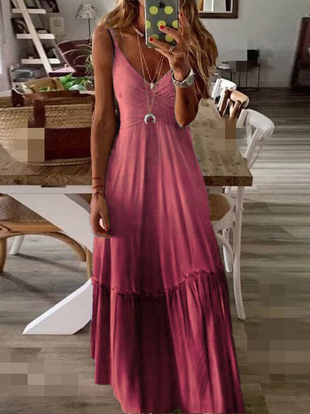 

StyleCast Pink Shoulder Straps A-Line Maxi Dress