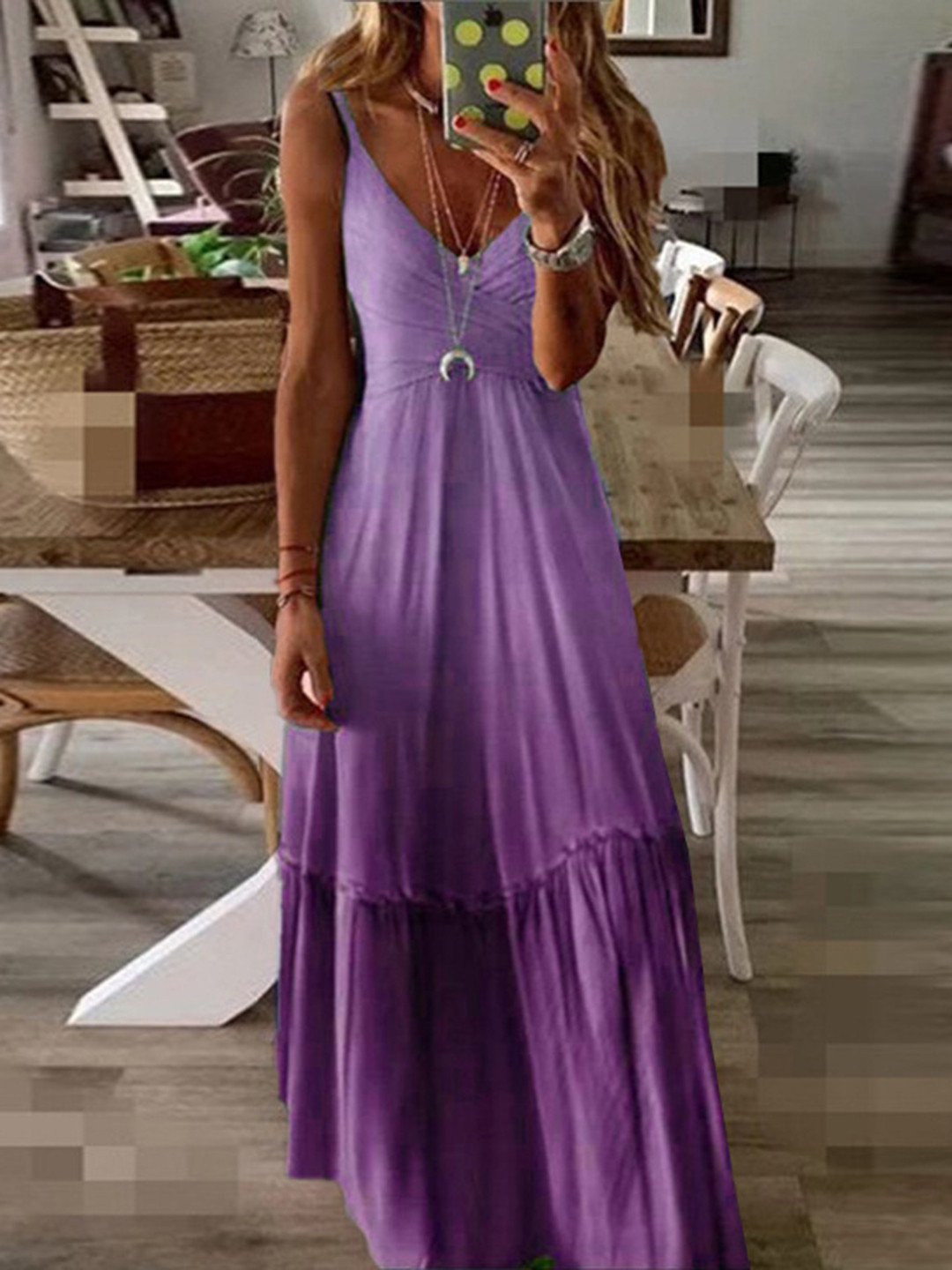 

StyleCast Women Shoulder Straps Flared Maxi Dress, Purple