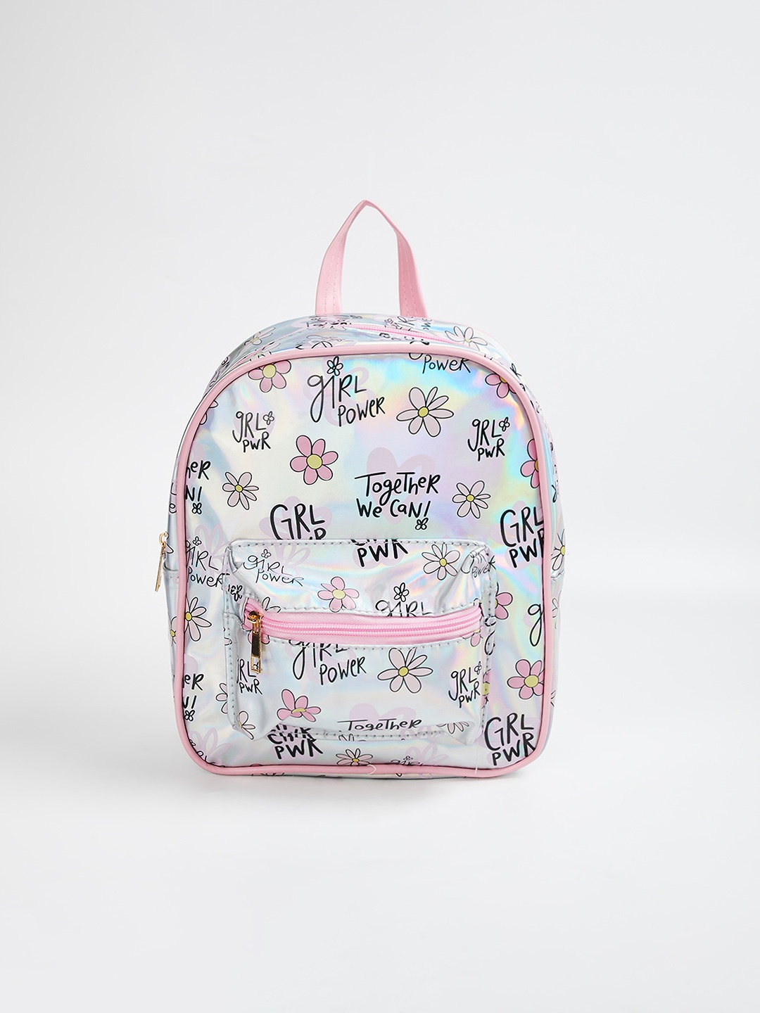 

Ginger by Lifestyle Women Typography Printed Backpack, Silver