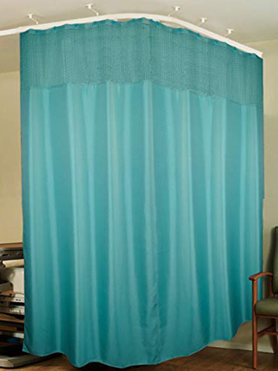 

Lushomes Green Geometric Eyelet Door Curtain