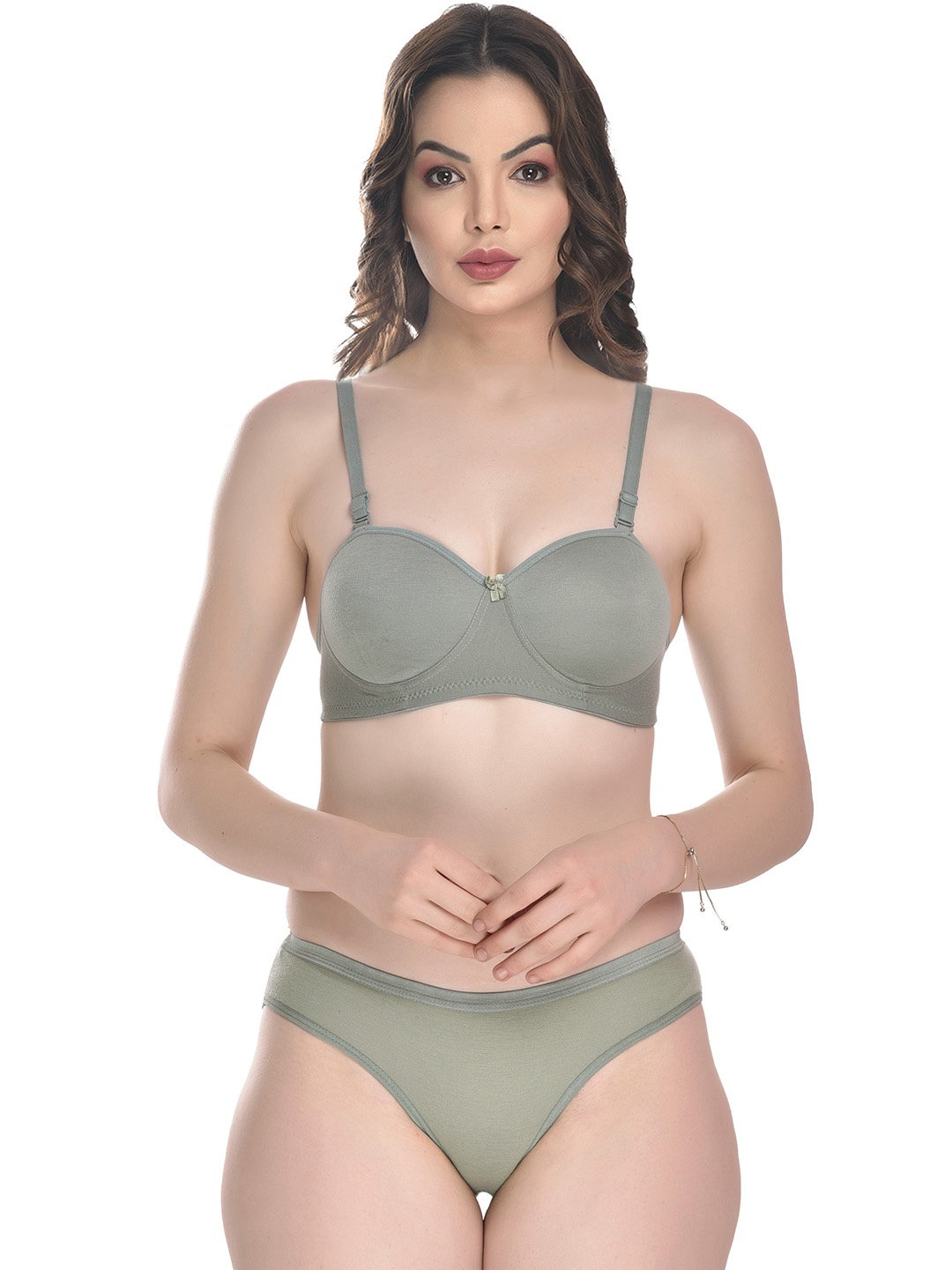 

SGC SWEDEN Lightly Padded Non-Wired Lingerie Set, Green