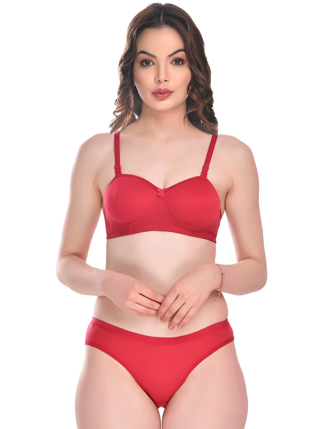 

SGC SWEDEN Lightly Padded Non-Wired Lingerie Set, Red