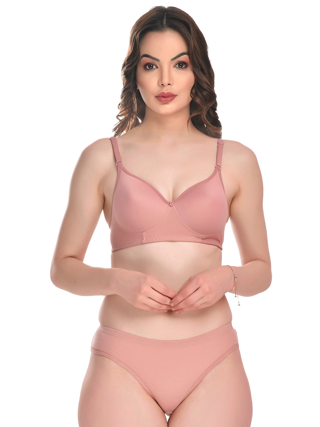 

SGC SWEDEN Shoulder Straps Brief Lingerie Set, Pink