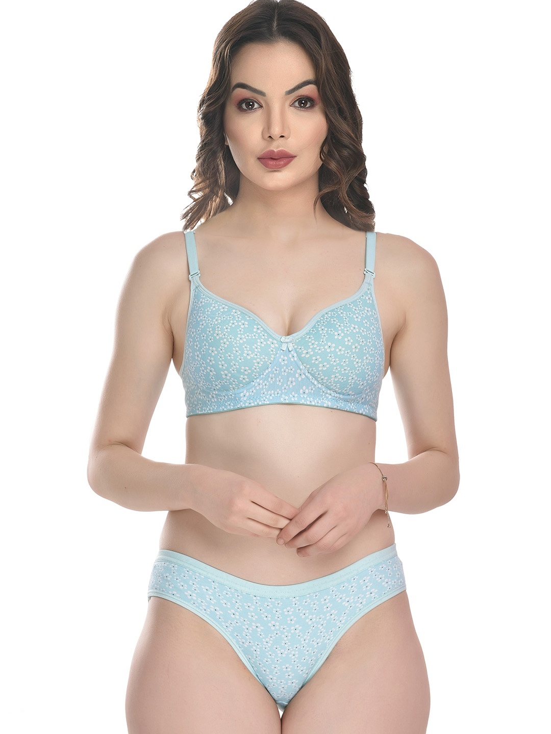 

SGC SWEDEN Cotton Bra Panty Lingerie Set, Blue