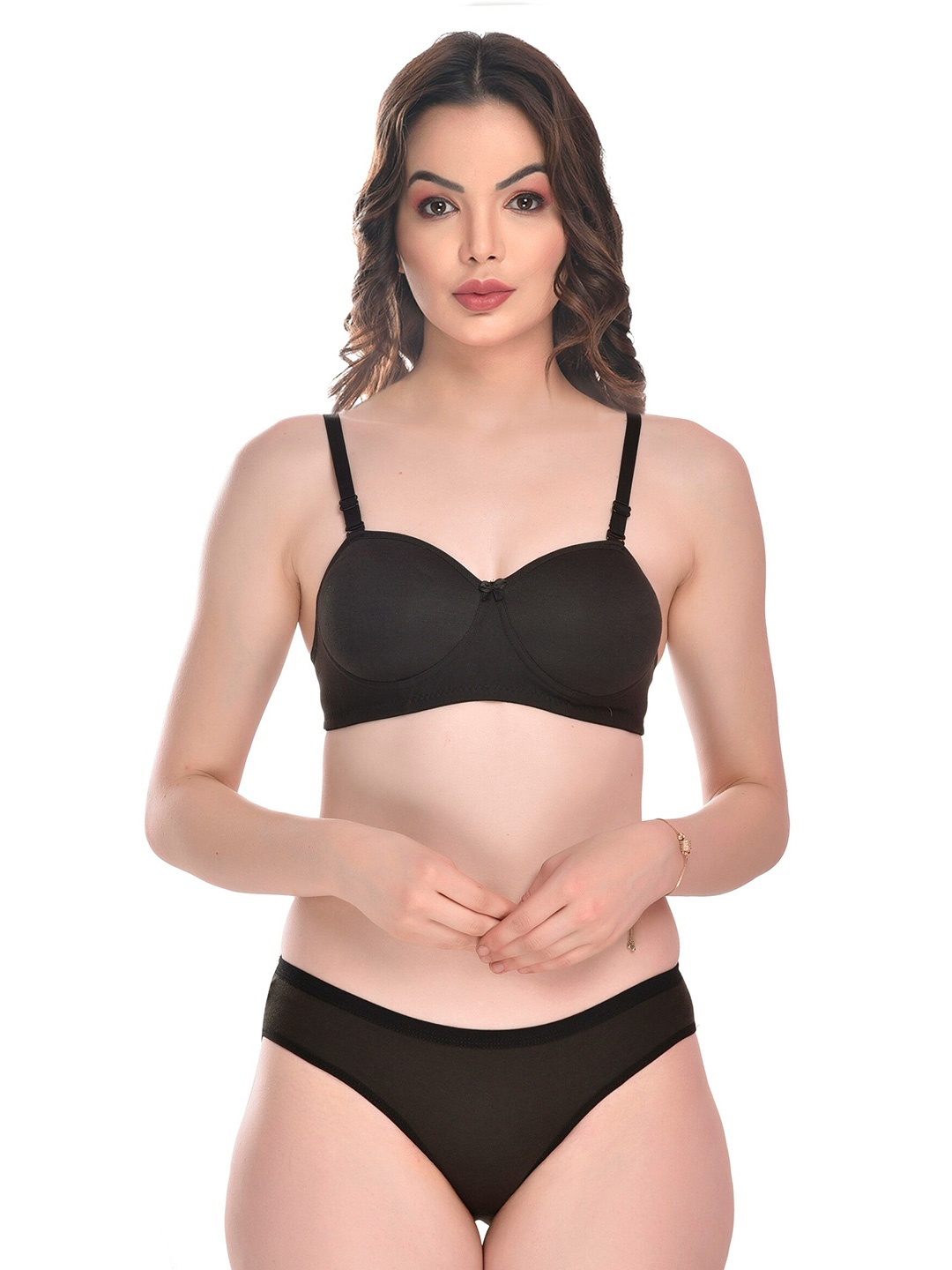 

SGC SWEDEN Lightly Padded Non-Wired Lingerie Set, Black