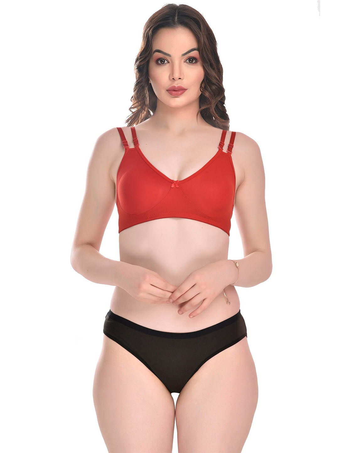 

SGC SWEDEN V-Neck Low-Rise Bikini Lingerie Set, Red