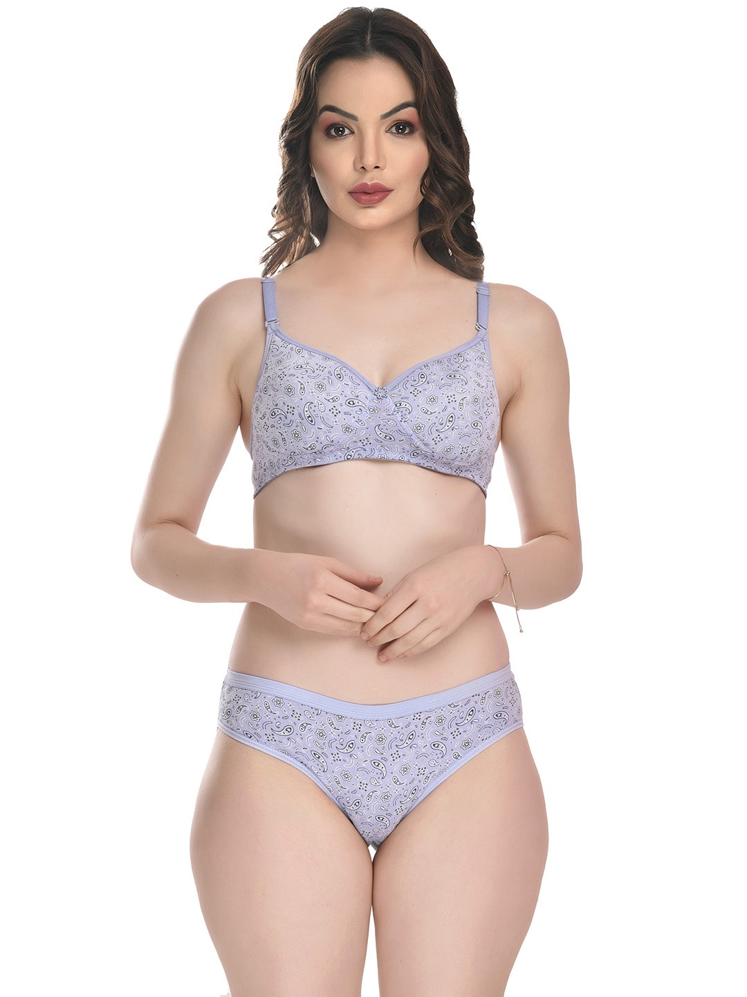

SGC SWEDEN Mid-Rise Bra & Panty Lingerie Set, Blue