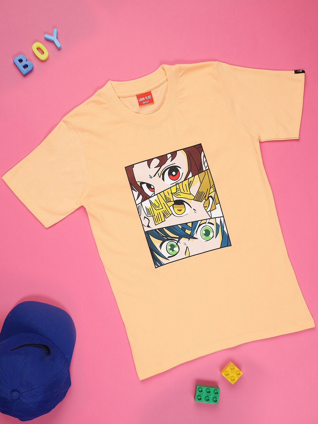 

Gavin Paris Girls Demon Slayer Printed Pure Cotton T-shirt, Peach
