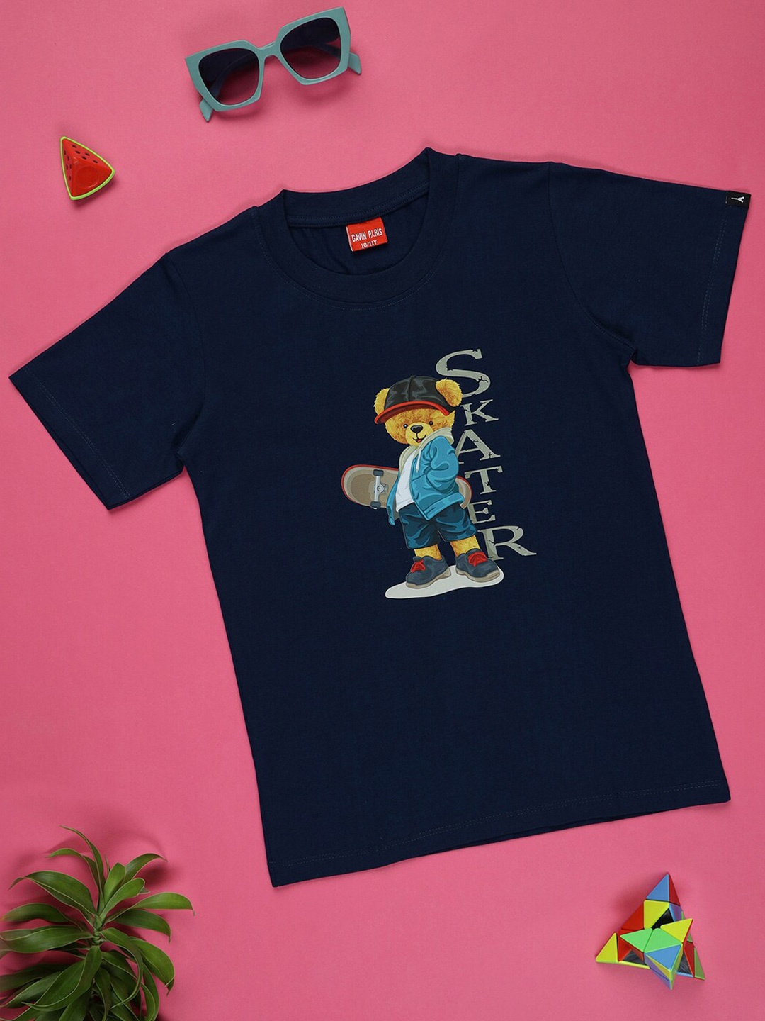 

Gavin Paris Girls Round Neck Short Sleeves Cotton Applique Casual T-shirt, Blue