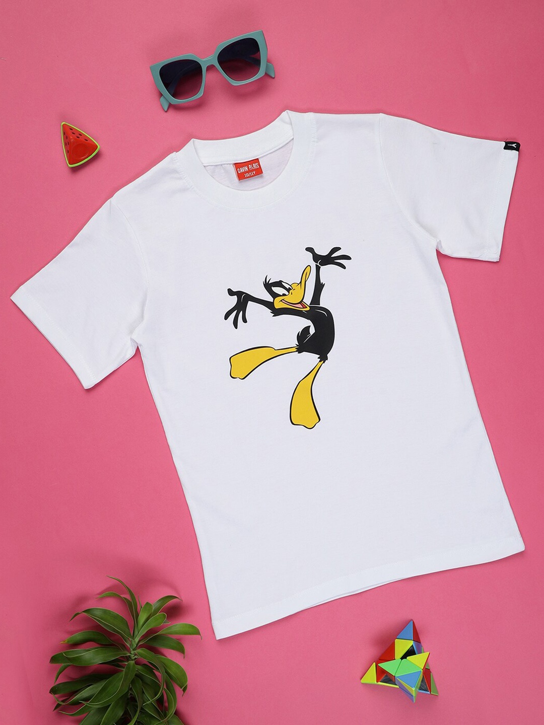 

Gavin Paris Girls Daffy Duck Printed Pure Cotton T-shirt, White