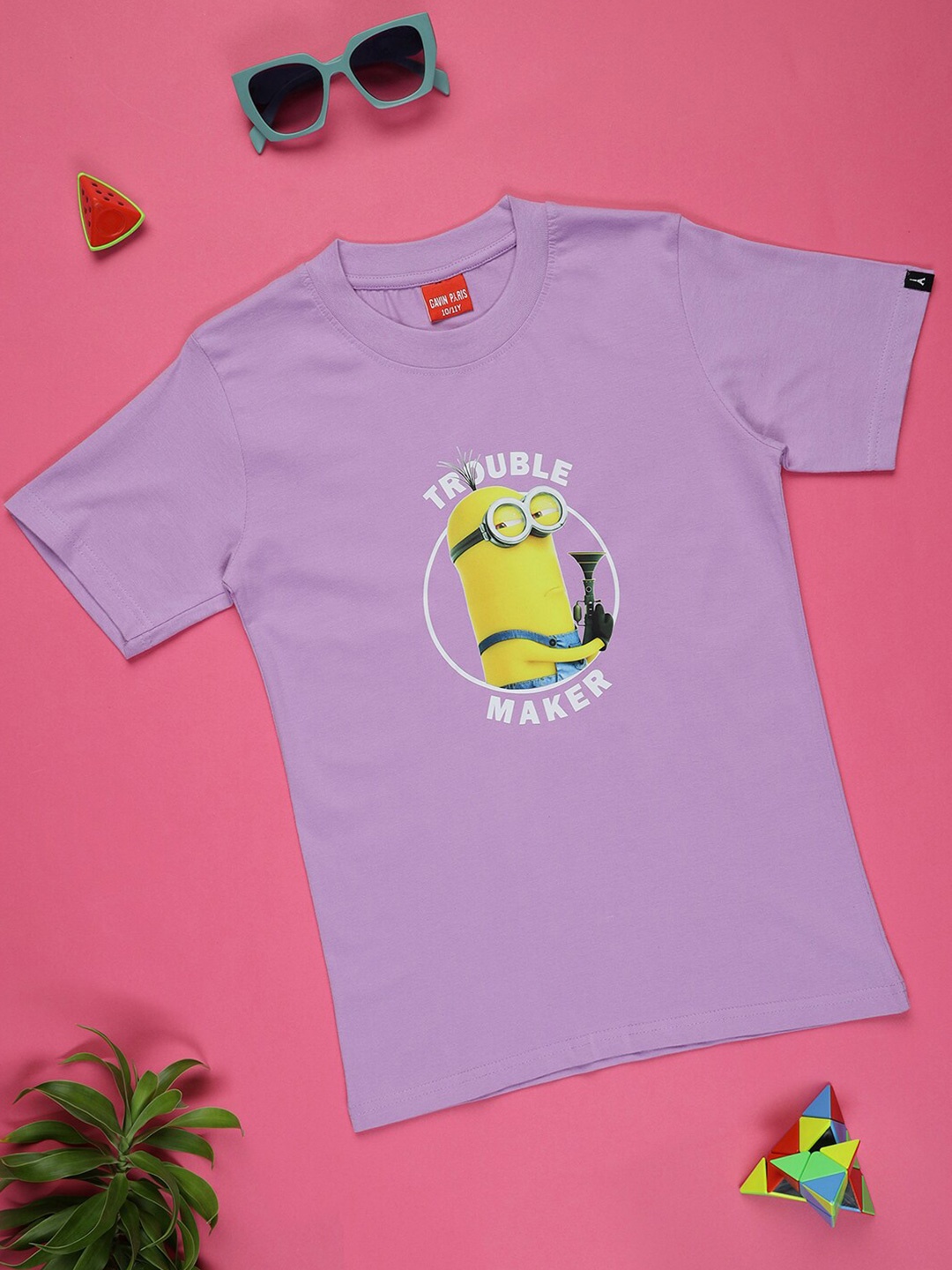 

Gavin Paris Girls Minions Printed Pure Cotton T-shirt, Lavender