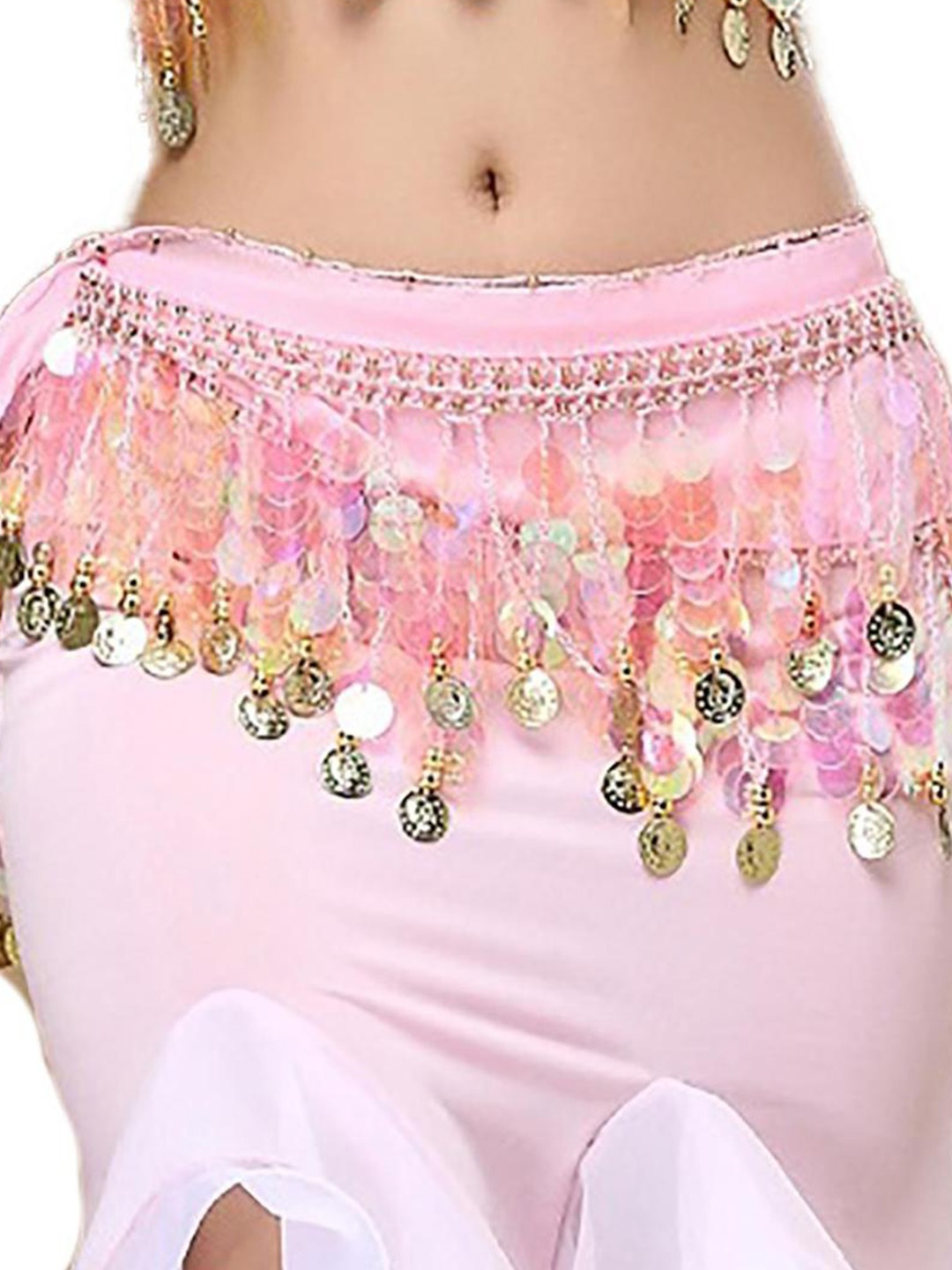 

JENNA Embellished Belly Dance Hip Scarf, Pink