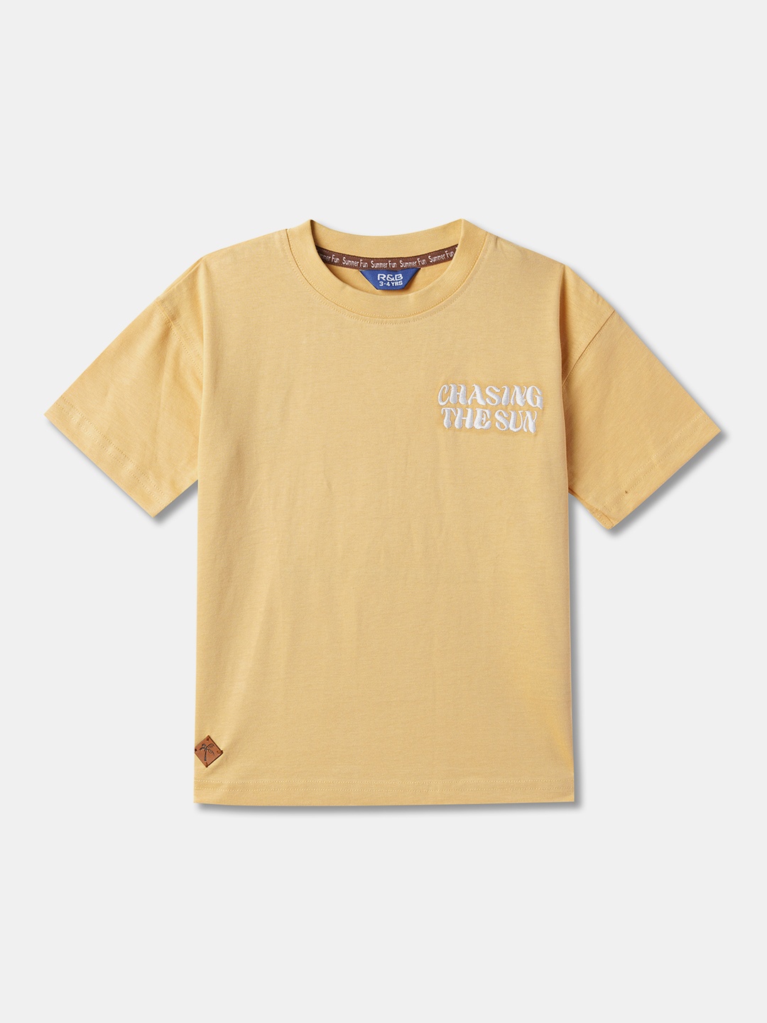 

R&B Boys Round Neck Short Sleeves Relaxed Fit Cotton T-shirt, Yellow
