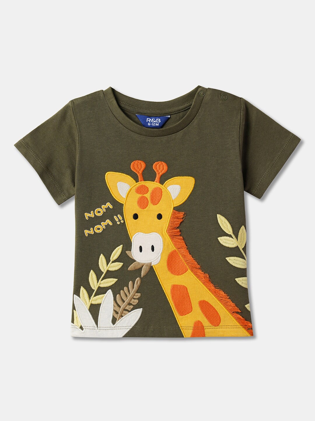 

R&B Boys Graphic Printed Relaxed Fit Cotton T-shirt, Olive