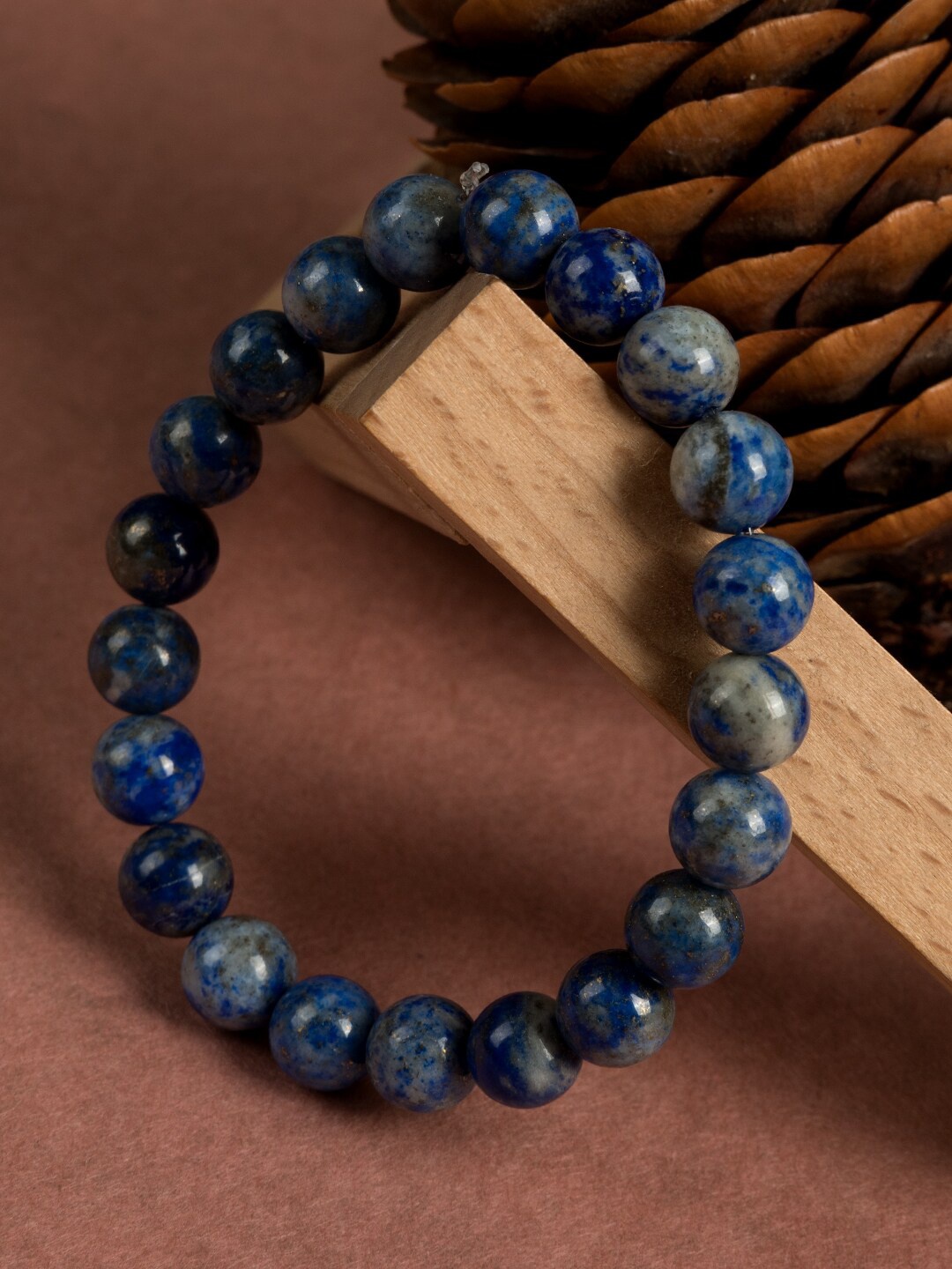 

SHOOLIN Lapiz Lazuli Gemstone Beaded Elasticated Bracelet, Blue