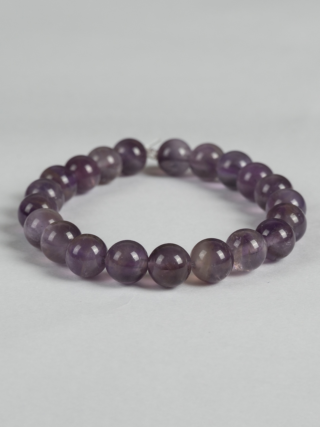 

SHOOLIN Amethyst Gemstone Beaded Elasticated Bracelet, Black