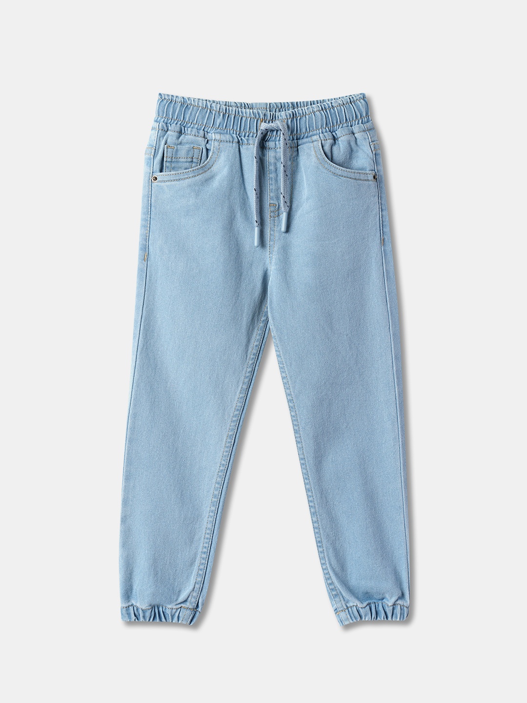 

R&B Boys Relaxed Fit Clean Look Mid-Rise Cotton Jeans, Blue