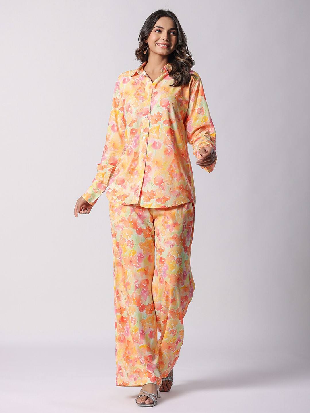 

Tistabene Printed Collar Shirt With Trousers Co-Ords, Yellow