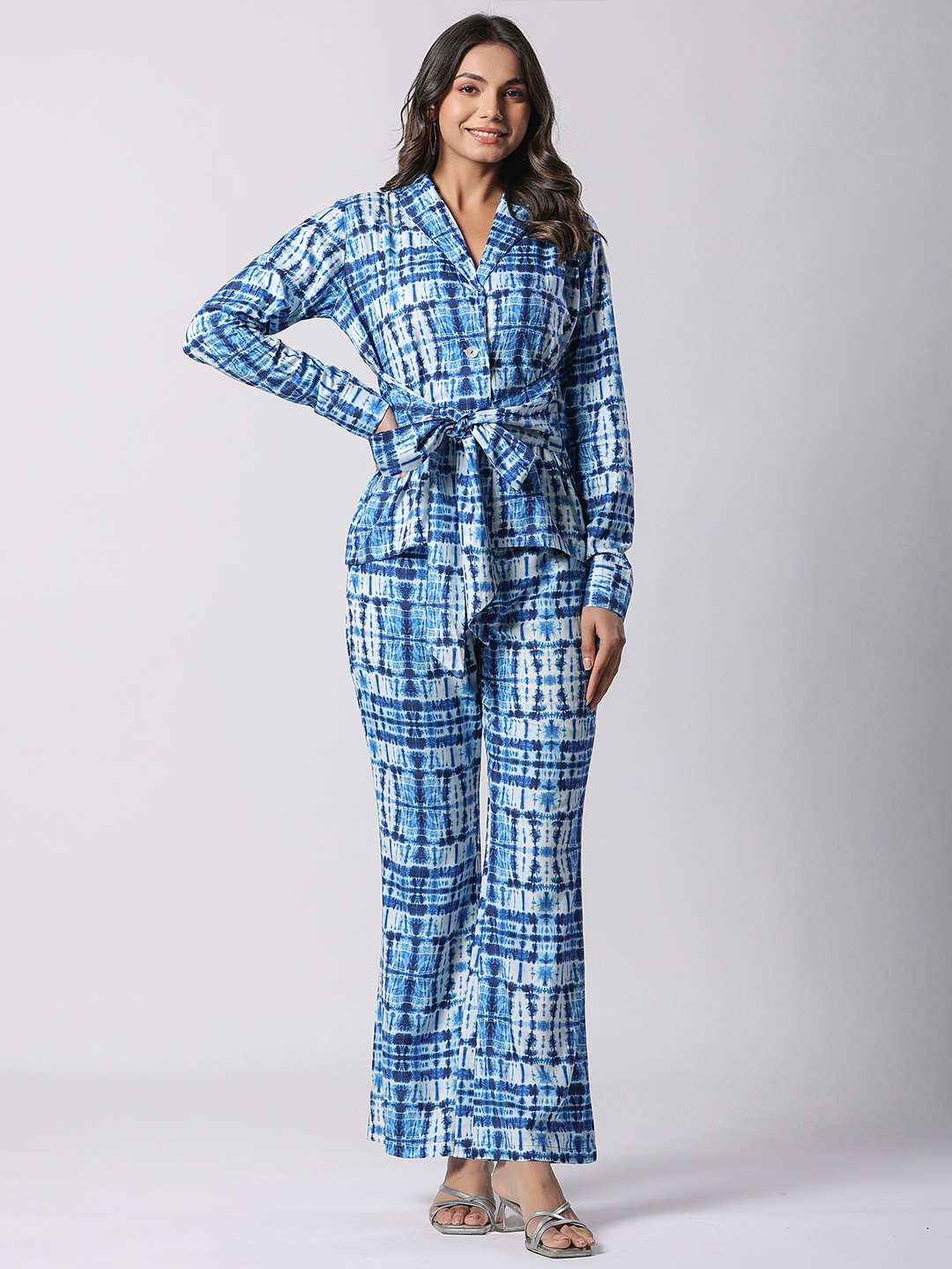 

Tistabene Shibori Printed Top & Trousers Co-Ords Set, Blue