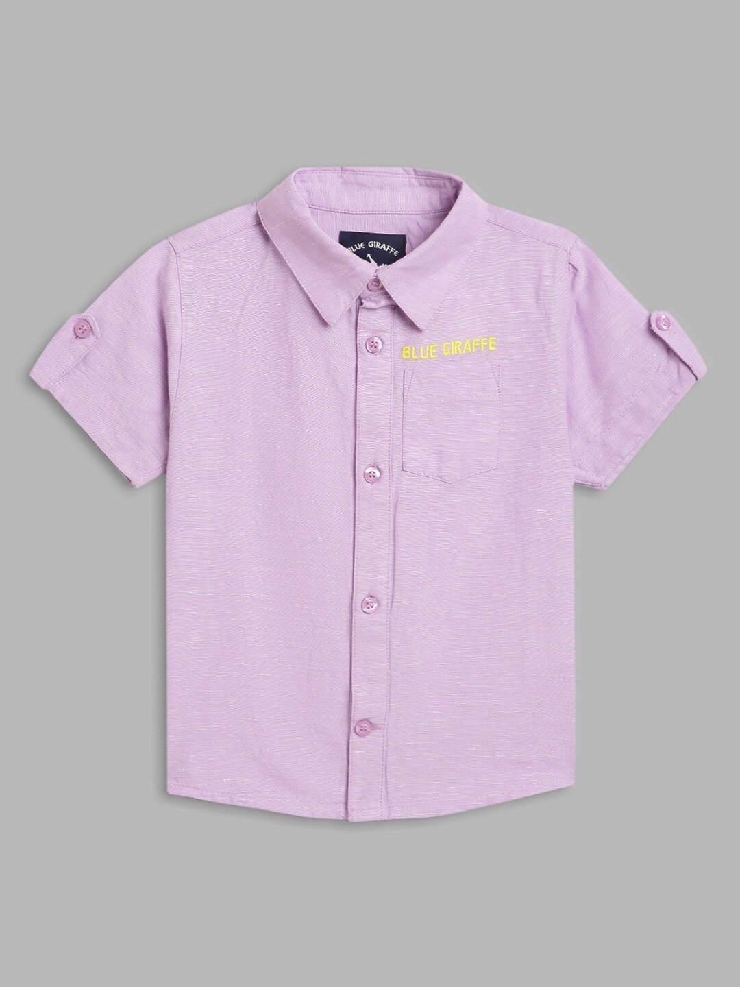 

Blue Giraffe Boys Spread Collar Pure Cotton Casual Shirt, Purple