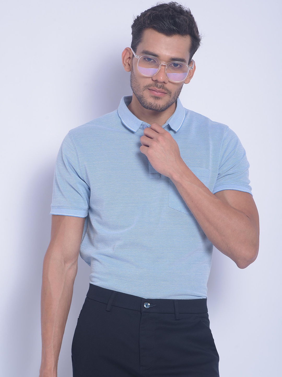 

Crimsoune Club Polo Collar Pockets Slim Fit T-shirt, Blue