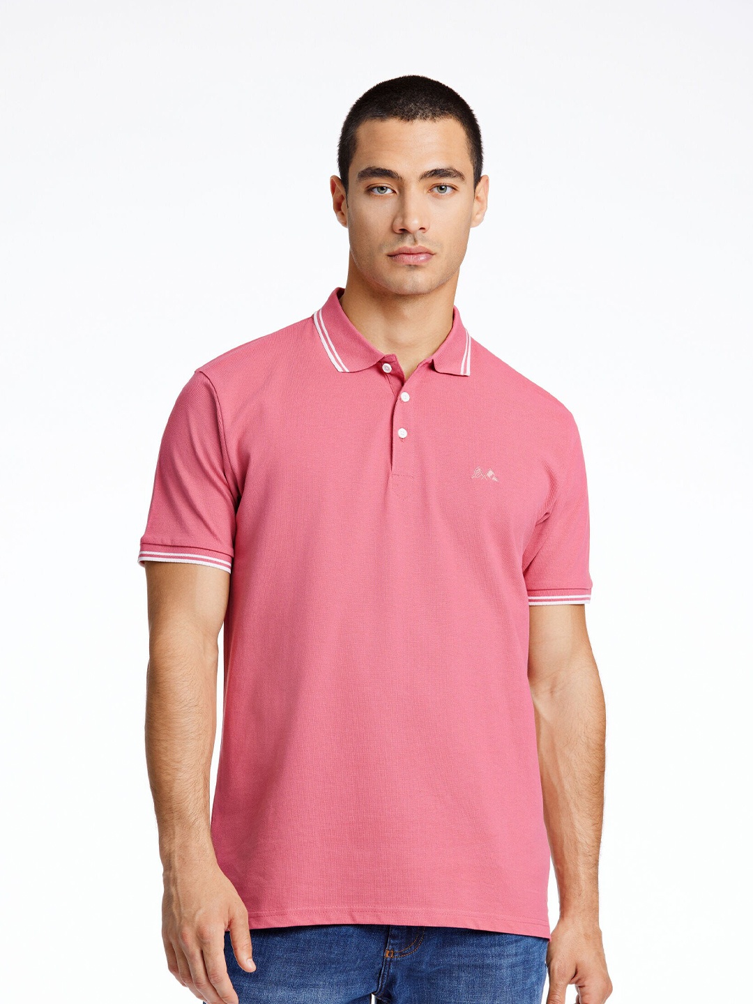 

LINDBERGH Polo Collar Cotton Regular Fit T-shirt, Pink