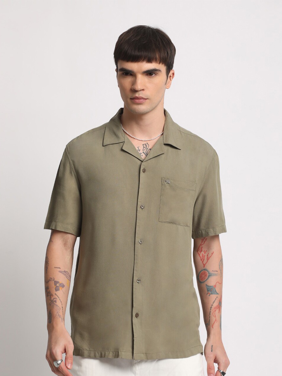 

THE BEAR HOUSE Cotton Casual Shirt, Green