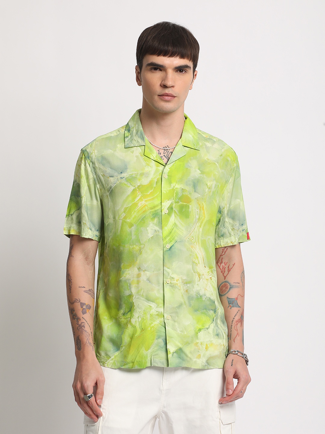 

THE BEAR HOUSE Abstract Printed Casual Shirt, Green