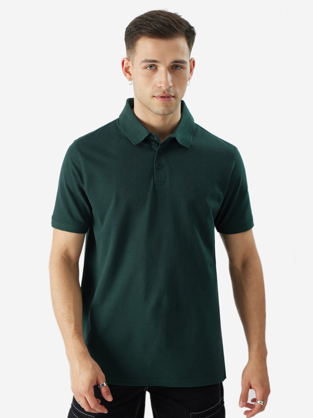 

The Souled Store Green Polo Collar T-shirt