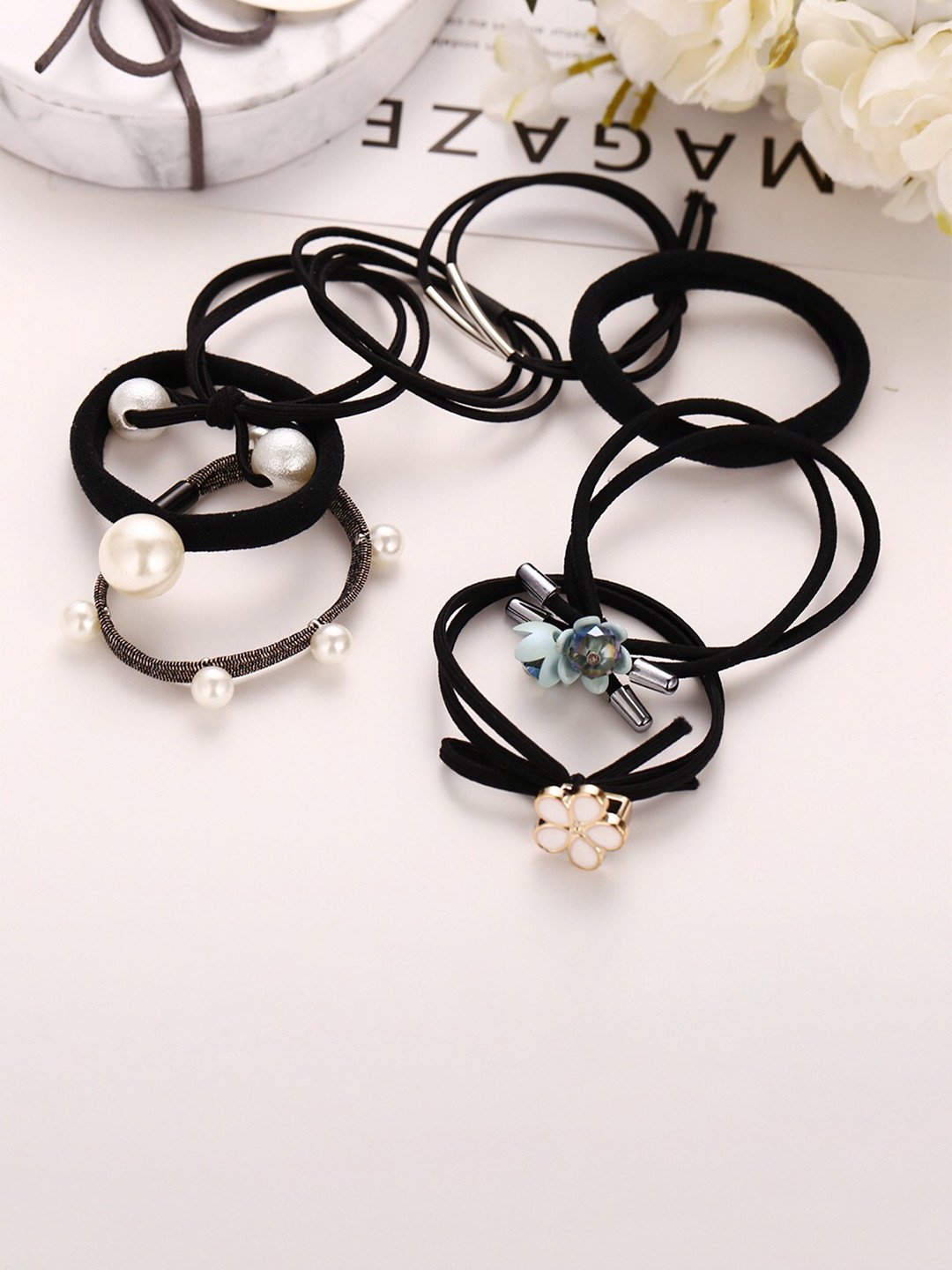 

Shining Diva Fashion Girls Set Of 8 Embellished Hairbands, Black