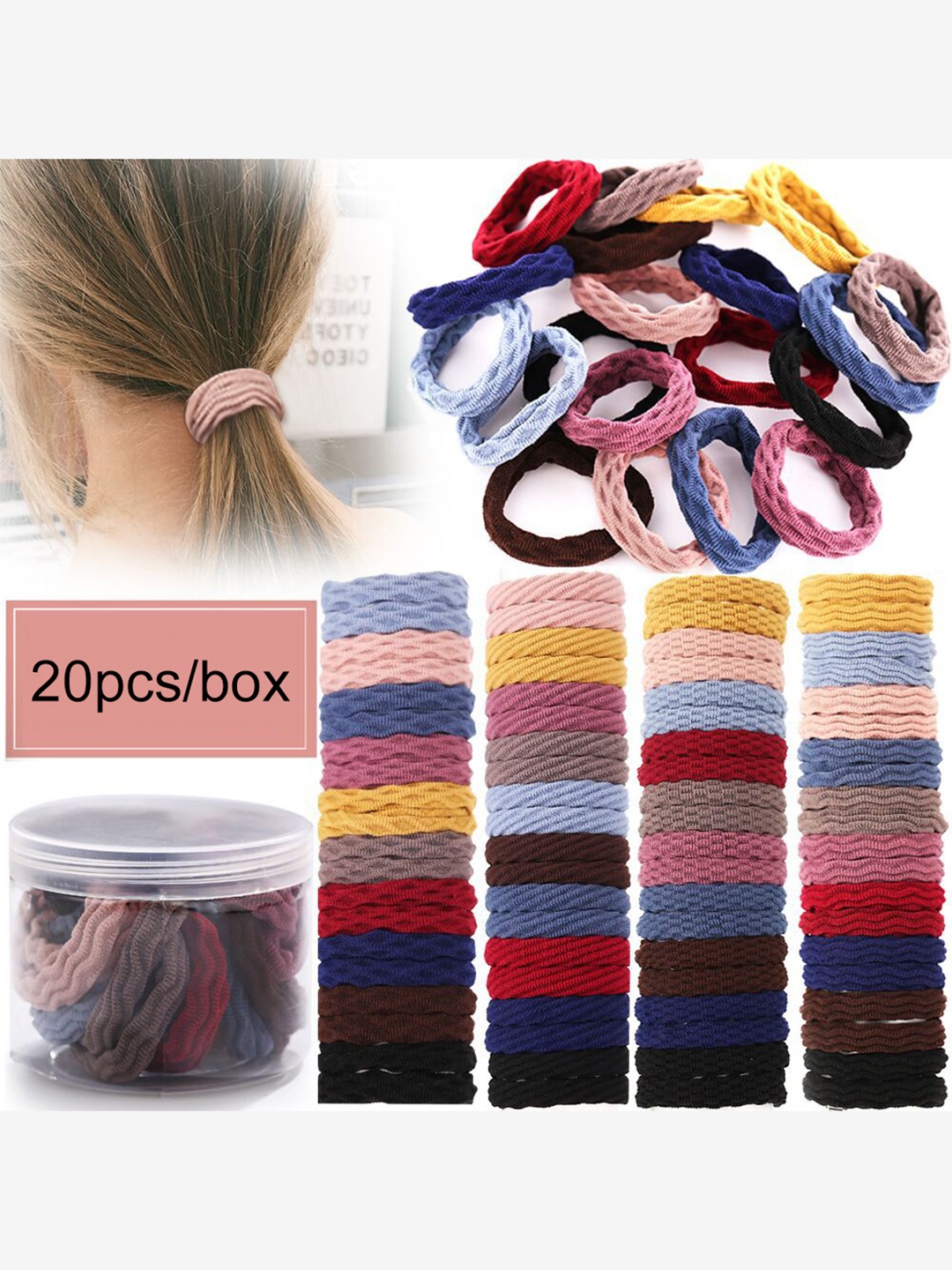

Shining Diva Fashion Girls Set Of 20 Ponytail Holders, Red