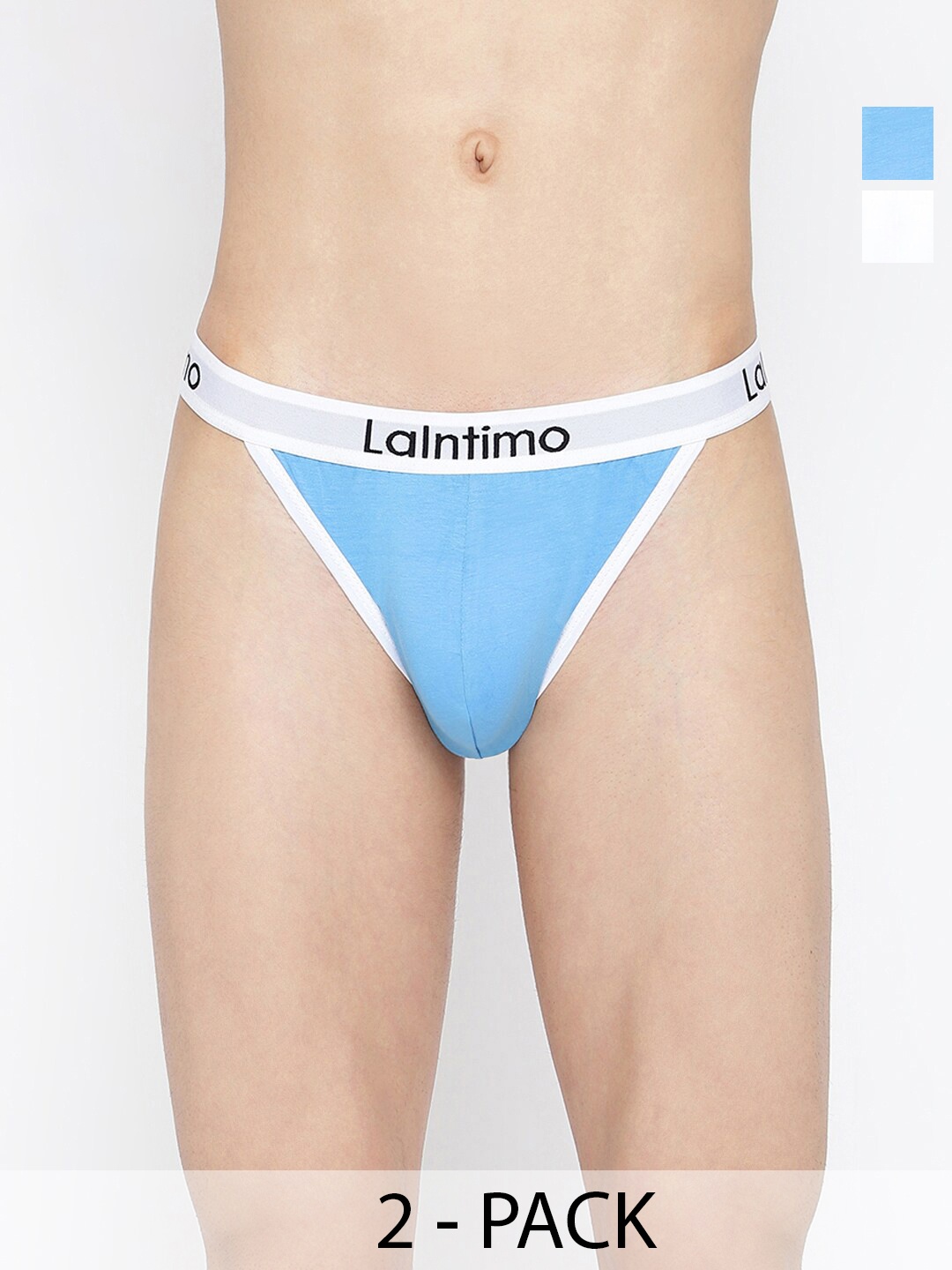 

La Intimo Pack of 2 Anti Microbial Thigh High Briefs LIBR020B, Blue
