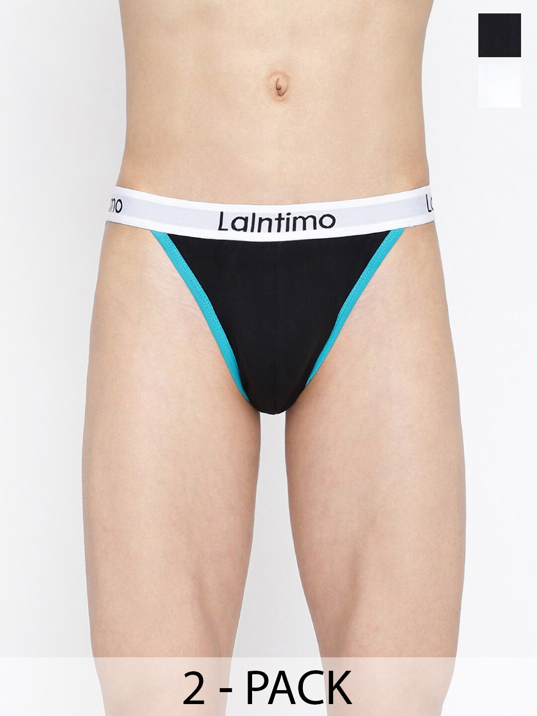 

La Intimo Pack Of 2 Anti Microbial Thigh High Thongs Brief LIBR020B, Black