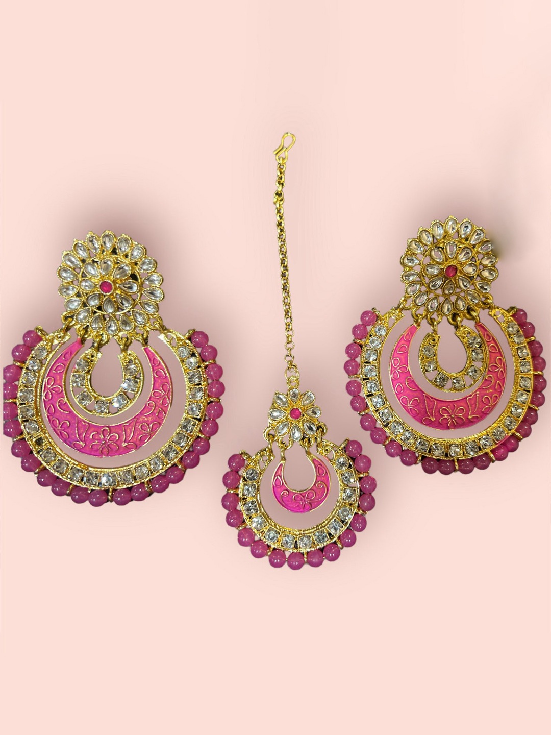 

Krelin Kundan Stone Studded Jewellery Set, Gold