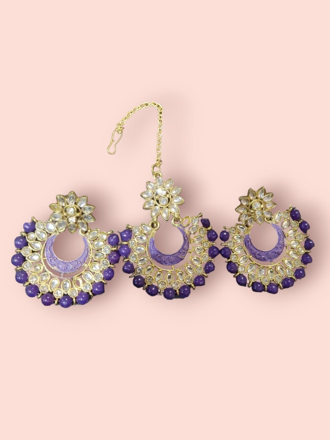 

Krelin Kundan Stone Studded Jewellery Set, Gold