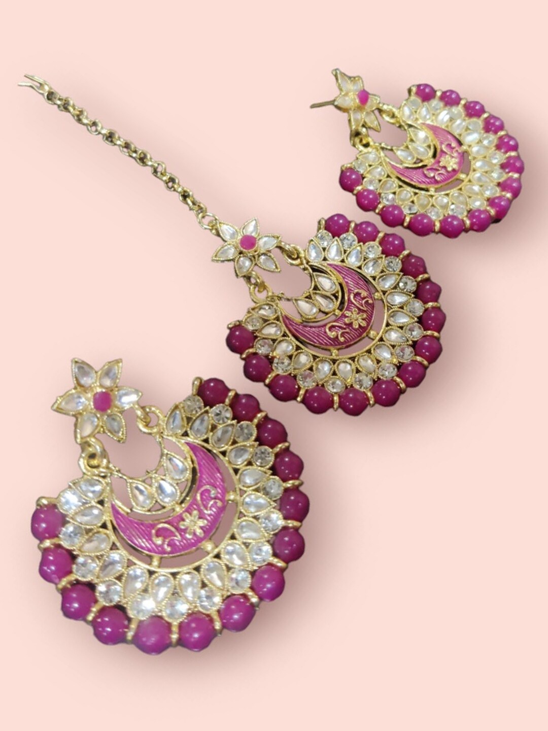 

Krelin Aritificial Stone Studded Antique Jewellery Set, Gold