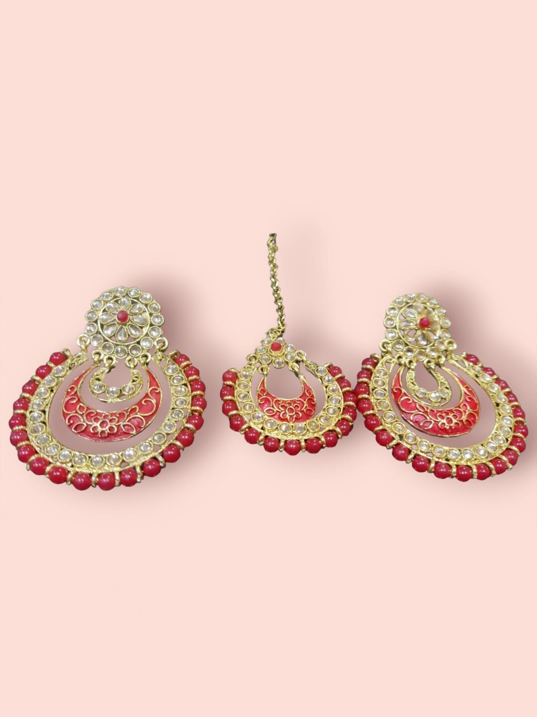 

Krelin Artificial Stone Studded Antique Jewellery Set, Gold