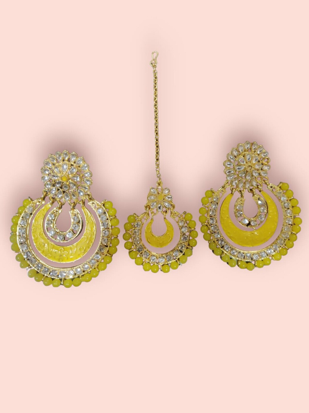 

Krelin Aritificial Stone Studded Antique Jewellery Set, Gold