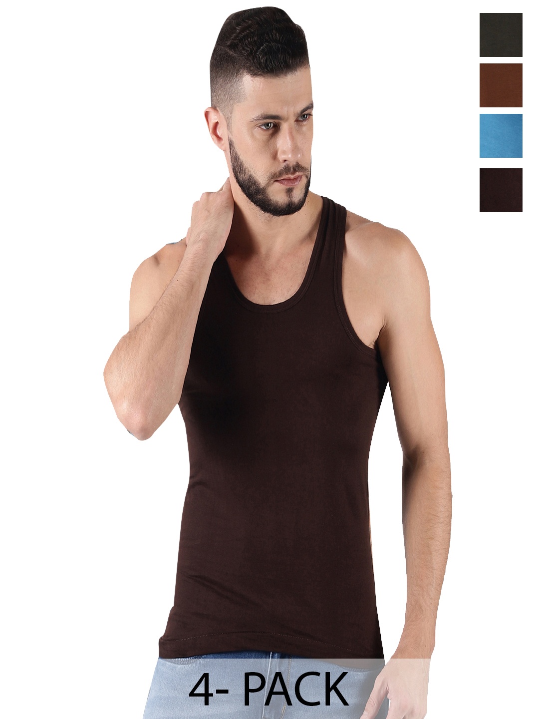 

Dollar Pack Of 4 Assorted Pure Cotton Innerwear Vests