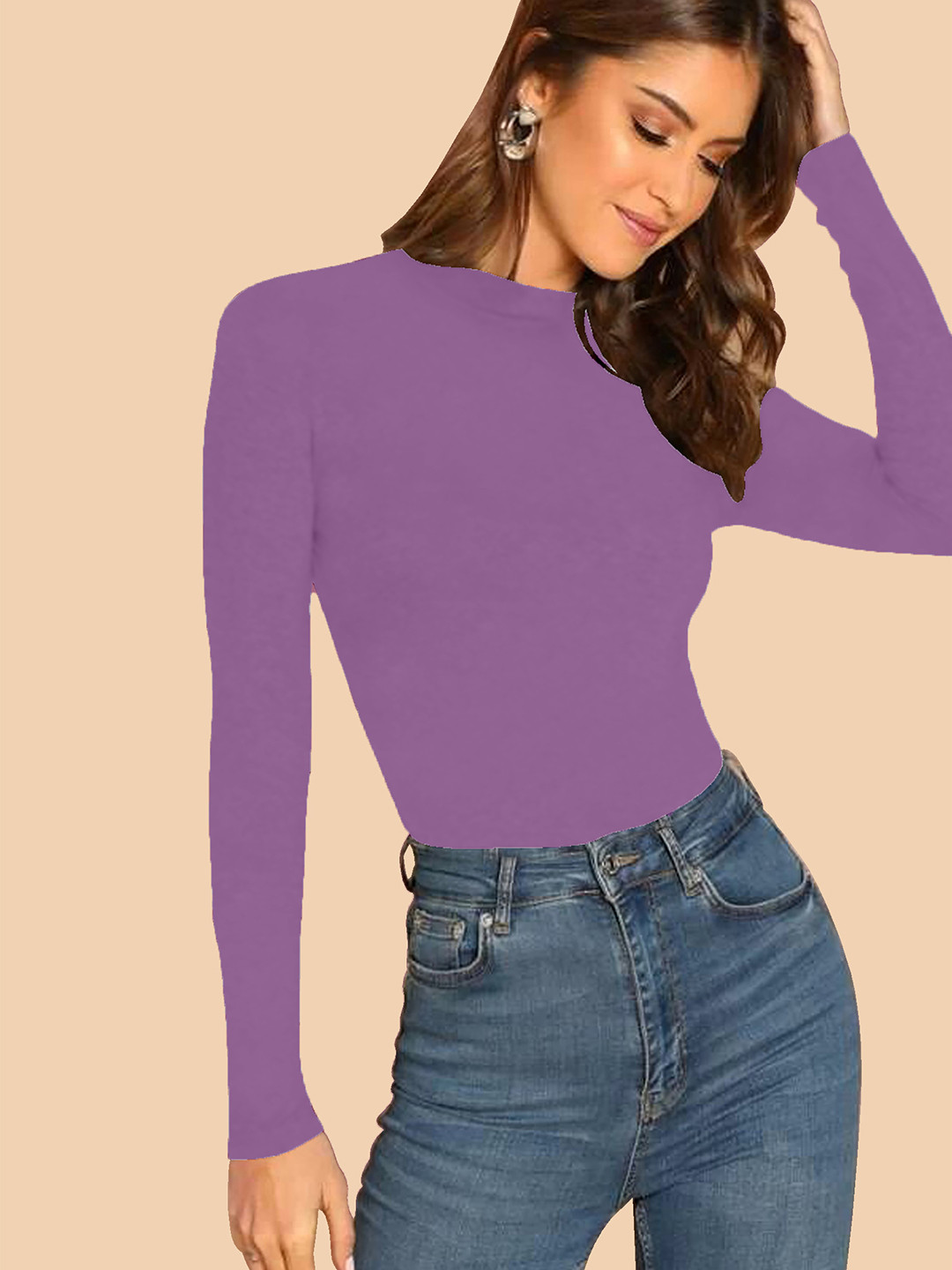 

Dream Beauty Fashion High Neck Fitted Top, Lavender